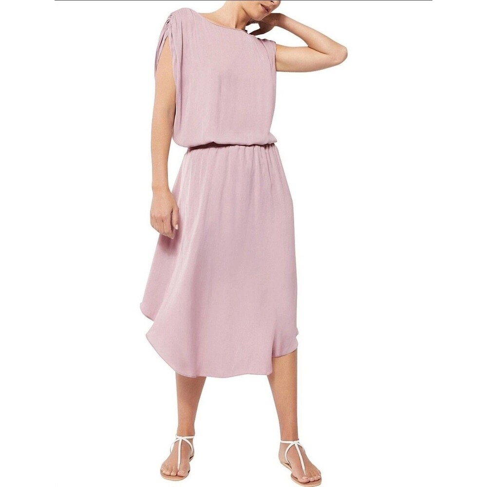 Witchery Lilac Shoulder Detail Midi Dress Curved Hem  US 4  Amethyst Ethereal